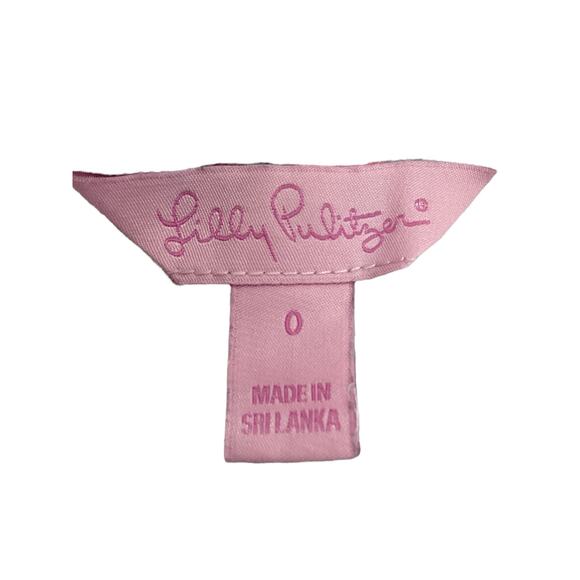 Lilly Pulitzer Shorts Women’s Size 0 Mosaic Print Gold Tone Button Blue And Pink - Picture 5 of 5